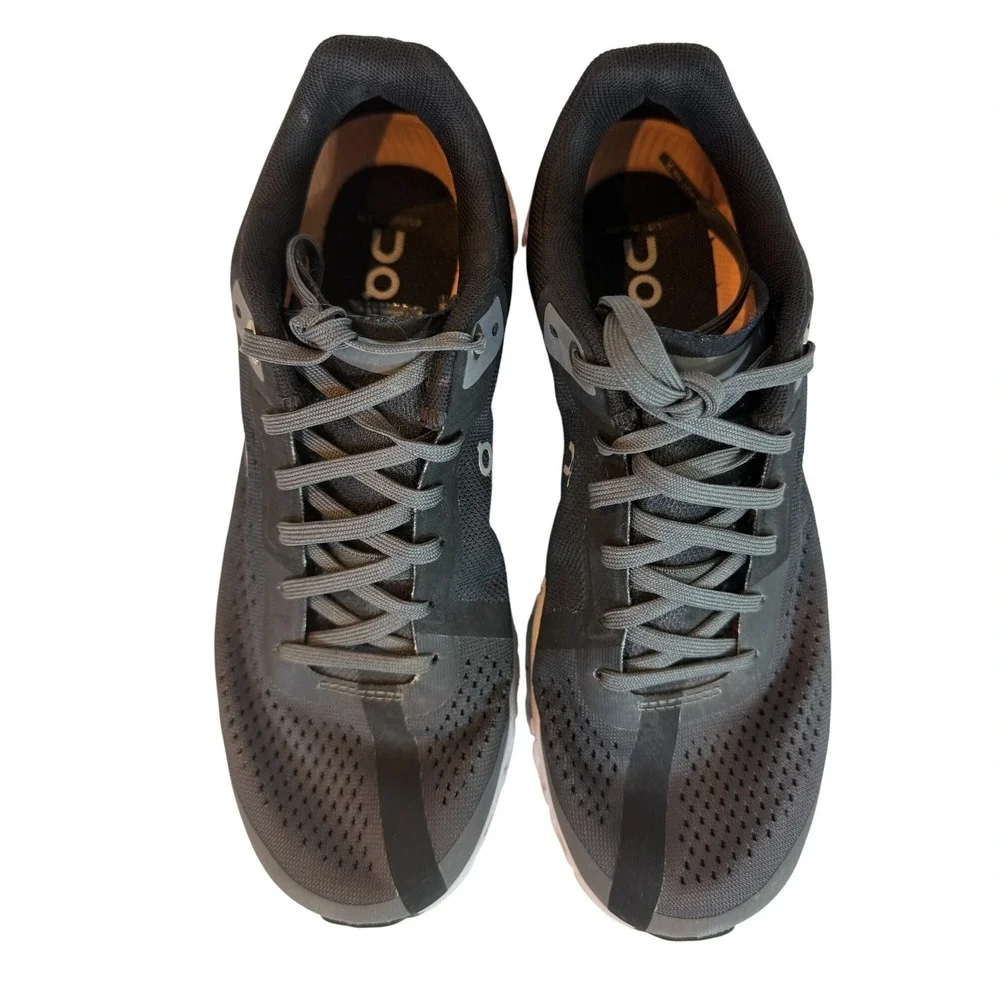 On Cloudflow Running Shoes Black Peach Charcoal Swiss Engineering Sneakers